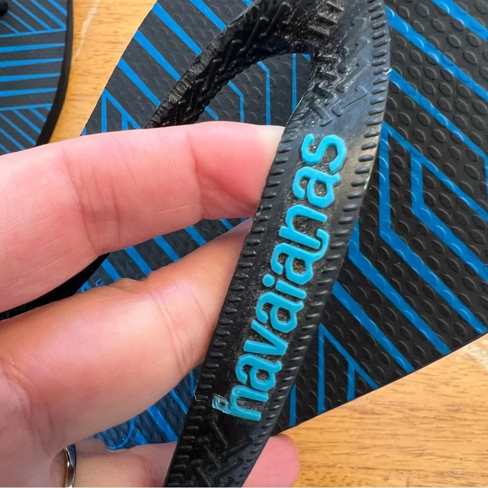 ✅ Havaianas 13 EU 45-46 black flip flops Sandals beach casual xl NWOT footwear